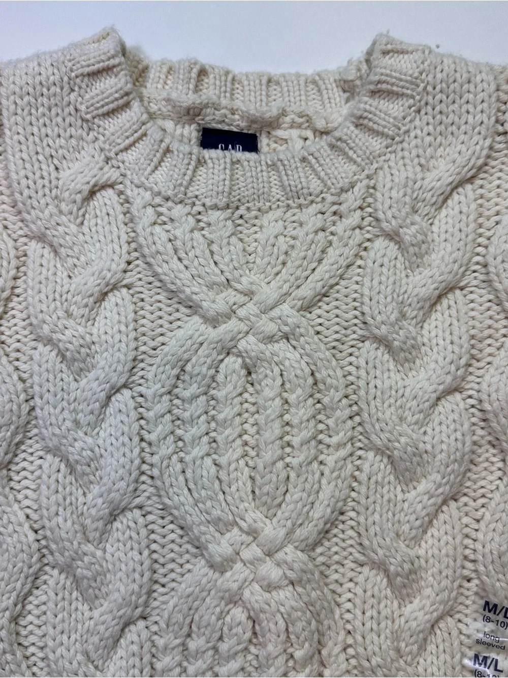 NWOT Gap Kids Fisherman Cable Knit Sweater Cotton Wool Blend Kids Size M 6-8
